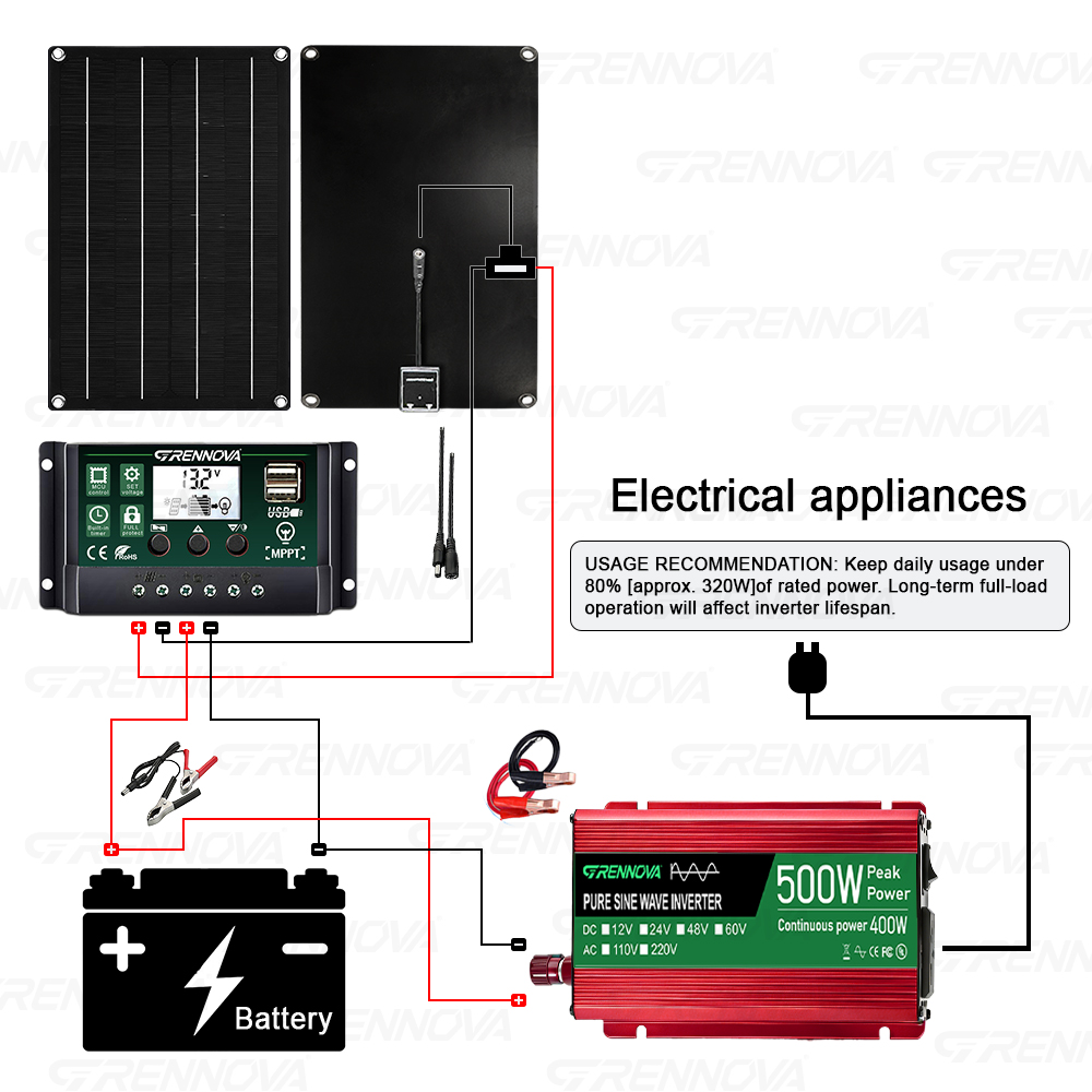 500W Peak Pure Sine Wave Solar - Rv Solar Kit 400W ulasan dan harga